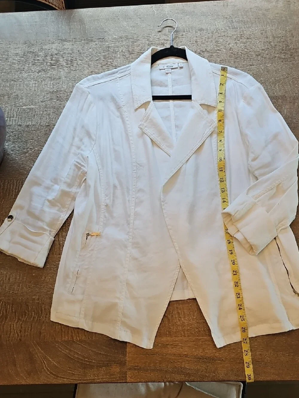 Chico's White Lightweight Women's Blazer Jacket-Linen And Rayon